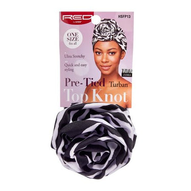 RED by Kiss Pre-Tied Turban Top Knot – Zebra Print (HSFP13) - ANNS BEAUTY SUPPLY